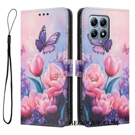 Nahkakotelo Xiaomi 15t Vaaleanpunaiset Tulppaanit