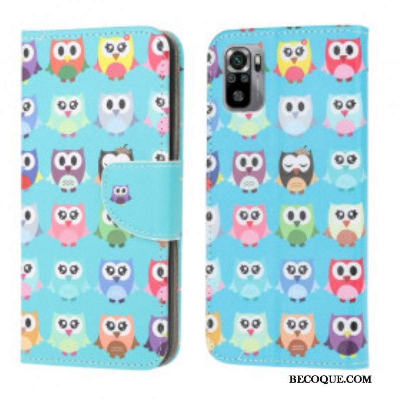 Nahkakotelo Xiaomi Redmi Note 10 / 10S Useita Pöllöjä 2