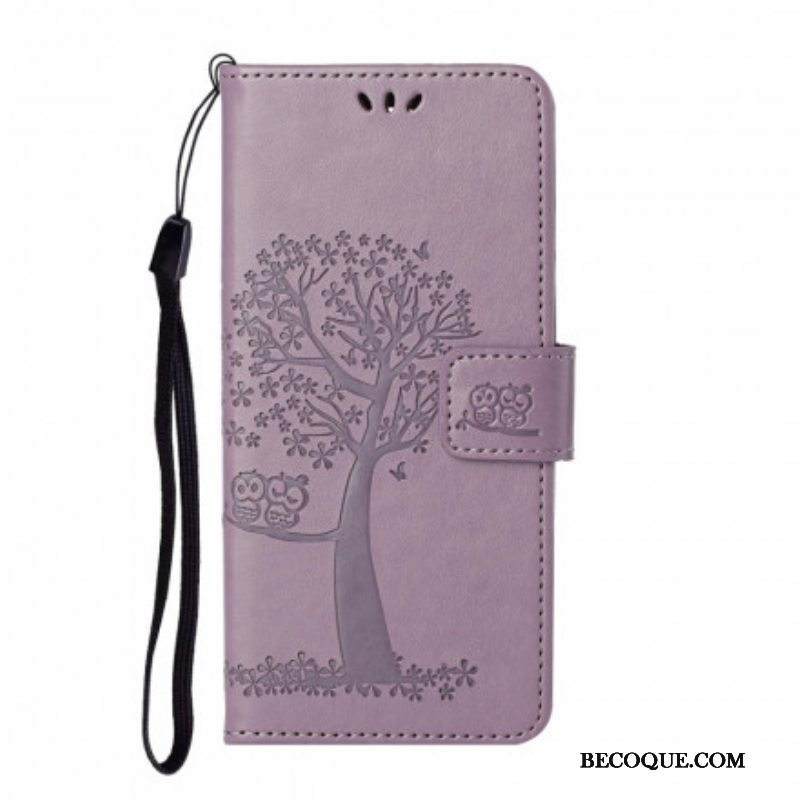 Nahkakotelo Xiaomi Redmi Note 10 Pro Suojaketju Kuori Tangapuu Ja Pöllöt