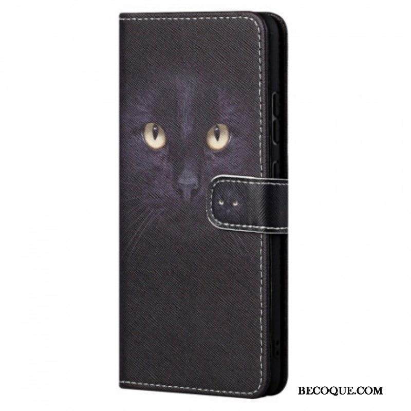 Nahkakotelo Xiaomi Redmi Note 11 Pro / 11 Pro 5G Suojaketju Kuori Strappy Black Cat Eyes
