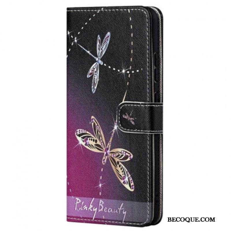 Nahkakotelo Xiaomi Redmi Note 11 Pro / 11 Pro 5G Suojaketju Kuori Strappy Dragonflies