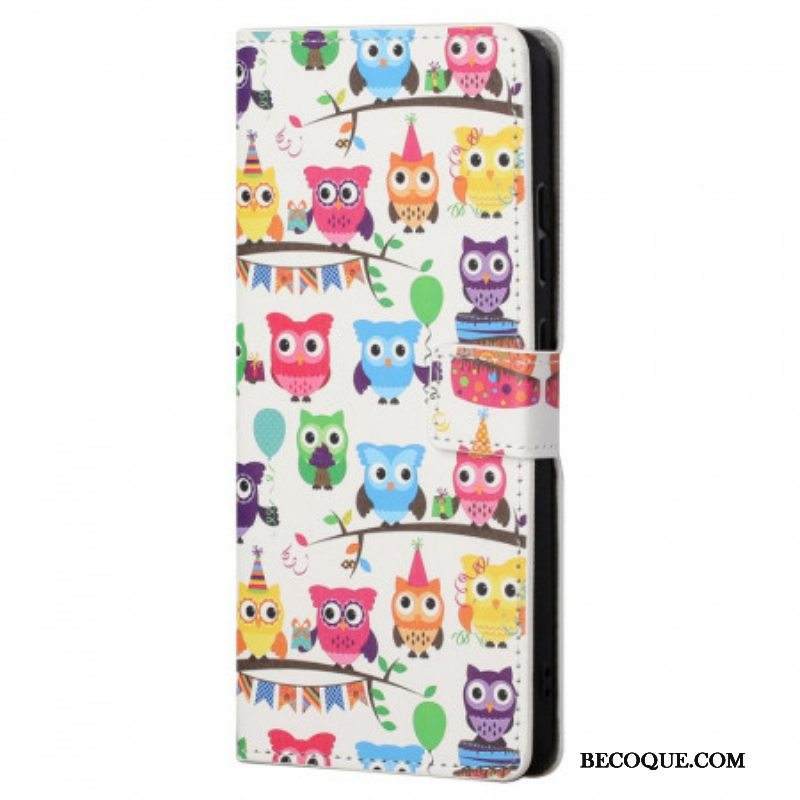 Nahkakotelo Xiaomi Redmi Note 11 Pro / 11 Pro 5G Useita Pöllöjä