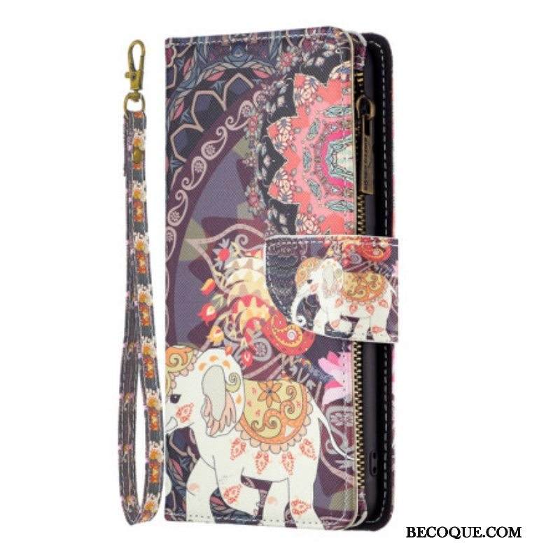 Nahkakotelo Xiaomi Redmi Note 12 5G Elephant Vetoketjullinen Tasku