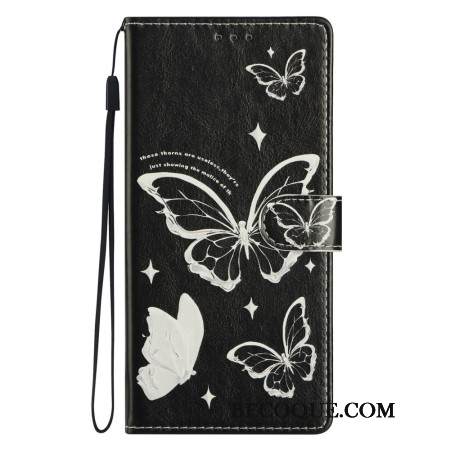 Nahkakotelo Xiaomi Redmi Note 14 4g Mustavalkoisia Perhosia