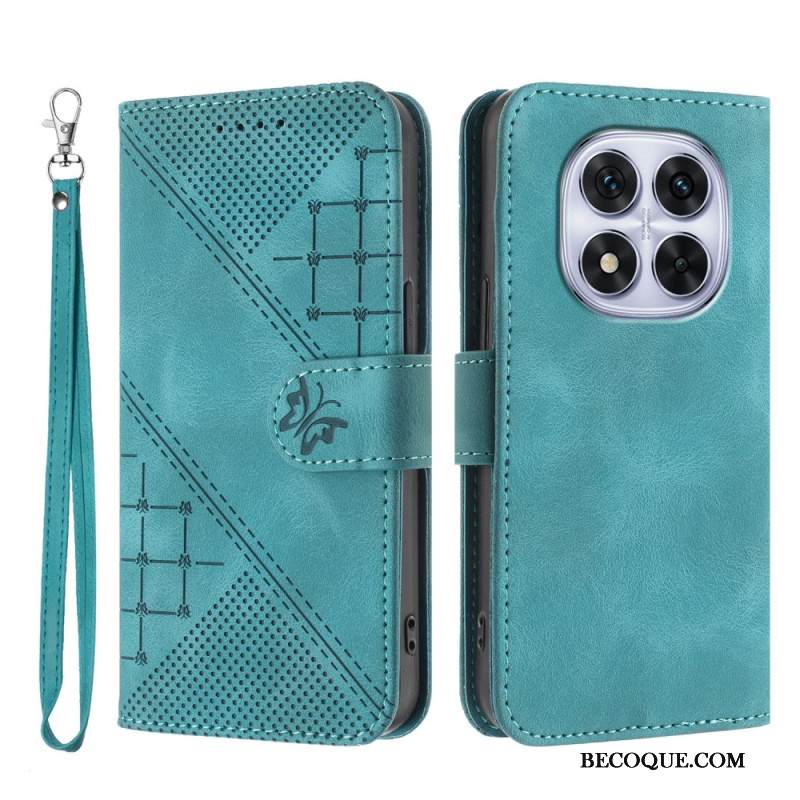 Nahkakotelo Xiaomi Redmi Note 14 Pro 4g Geometrinen Kuvio Hihnalla