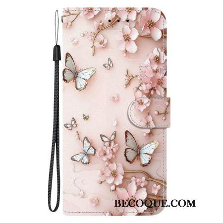 Nahkakotelo Xiaomi Redmi Note 15 5g Vaaleanpunaiset Perhoset