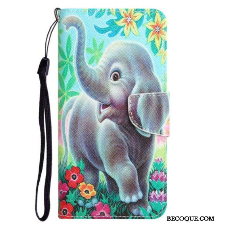 Nahkakotelo iPhone 15 Suojaketju Kuori Lanyard Elephant Walk