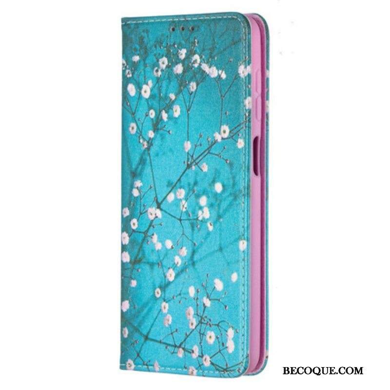 Puhelinkuoret Samsung Galaxy M12 / A12 Kotelot Flip Kukkivat Oksat