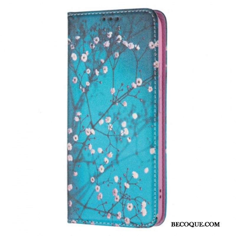 Puhelinkuoret Samsung Galaxy S22 Plus 5G Kotelot Flip Kukkivat Oksat