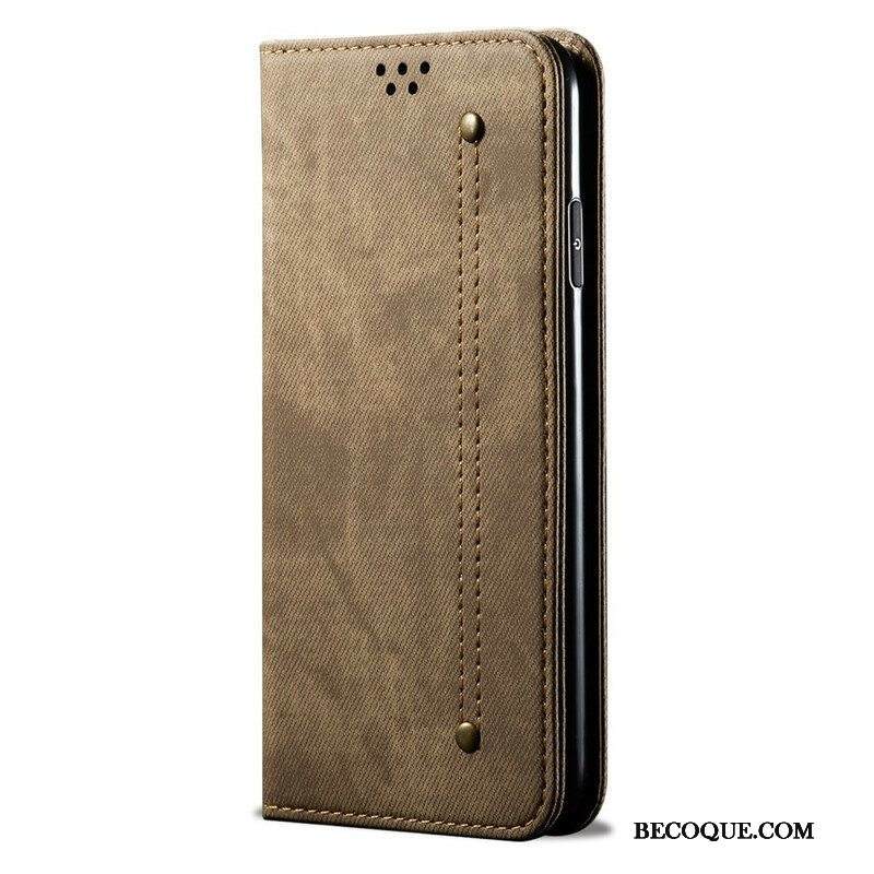 Puhelinkuoret iPhone 13 Pro Max Kotelot Flip Faux Leather Jeans Texture