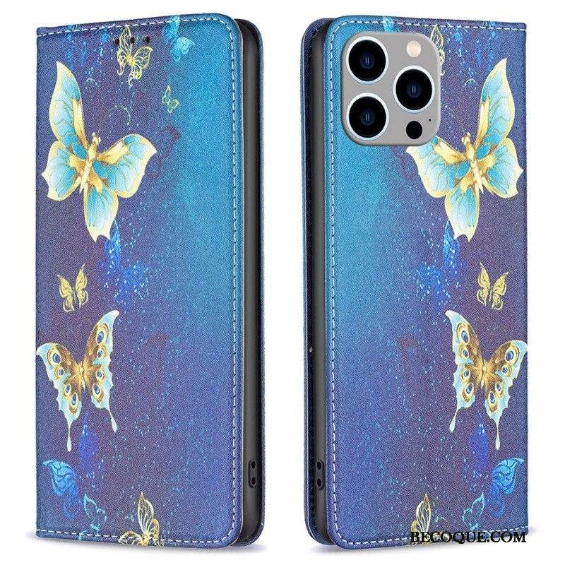 Puhelinkuoret iPhone 14 Pro Max Kotelot Flip Perhosia